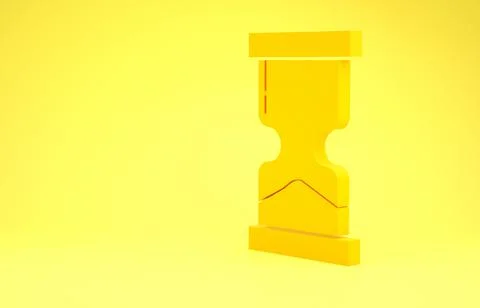 Yellow Old hourglass with flowing sand icon isolated on yellow background. Sa Stock Illustration