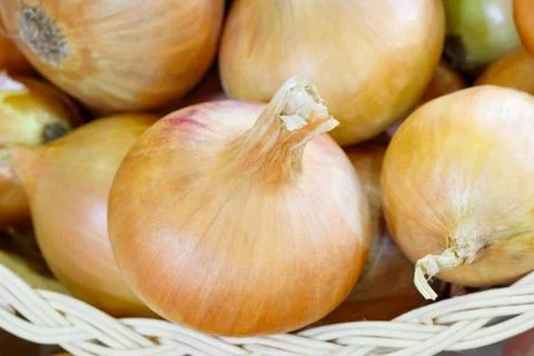 Yellow onion close-up background Foto stock