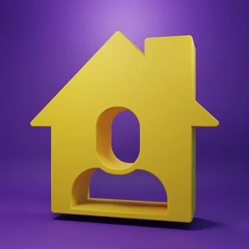 Yellow Online working icon isolated on purple background. Freelancer man wo.. Stock Illustration