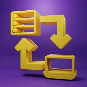 Yellow Online working icon isolated on purple background. Freelancer man wo.. Stock Illustration