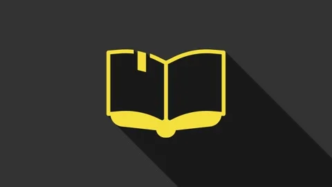 Yellow Open book icon isolated on grey background. 4K Video motion graphic Stock Footage 159347786