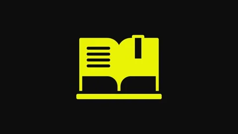 Yellow Open book icon isolated on black background. 4K Video motion graphic Stock Footage 233071343