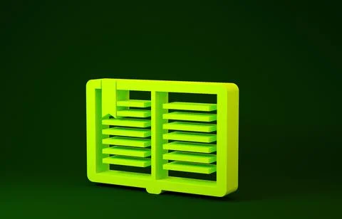 Yellow Open book icon isolated on green background. Minimalism concept. 3d il 스톡 일러스트