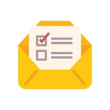 Yellow open envelope containing checklist for sending important document Stock Illustration