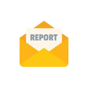 Yellow open envelope containing report document icon Stock Illustration