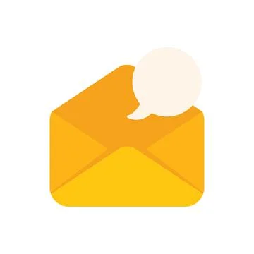 Yellow open envelope with empty speech bubble emerging from it 스톡 일러스트