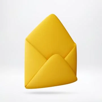 Yellow open envelope icon 3d Ilustração Stock