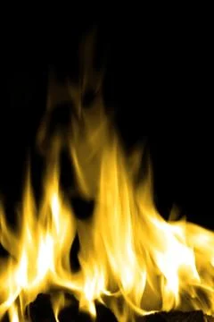 Yellow open fire flames Stock-Fotos