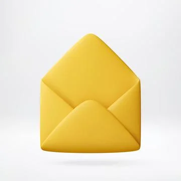 Yellow open mail envelope vector 3d illustration Stock Illustration