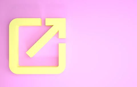 Yellow Open in new window icon isolated on pink background. Open another tab  Illustrazione stock