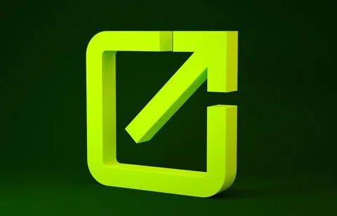 Yellow Open in new window icon isolated on green background. Open another tab Stock Illustration