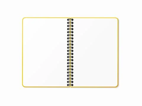 Yellow open notebook with vertical spiral. Empty blank sheets. Vector illustr Stock Illustration