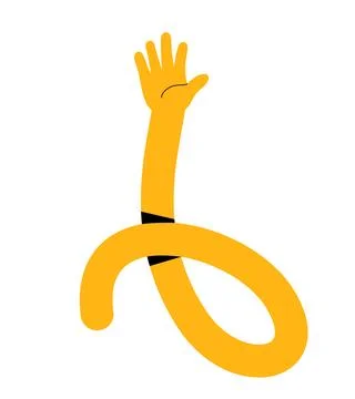 Yellow open palm on long arm. Vector illustration of help, support and welc.. 스톡 일러스트