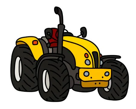 The yellow open tractor Stock Illustration