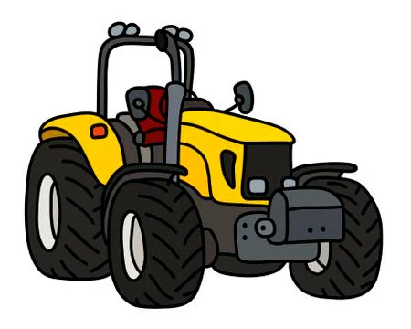 The yellow open tractor Stock Illustration