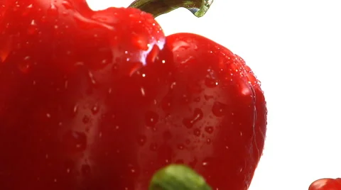 Yellow, orange and red peppers rotate in frame Stock Footage 46586215