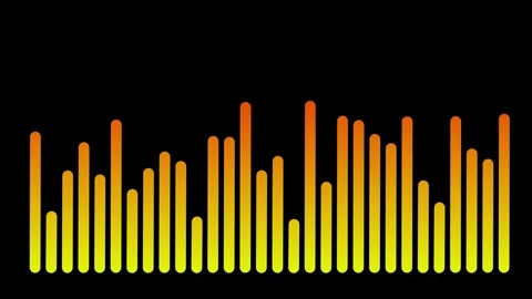 Yellow Orange Audio Equalizer Animation on Black Background Stock Footage 313460169