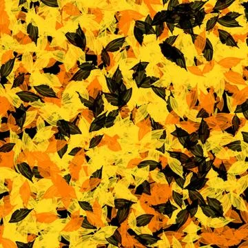 Yellow Orange Autumn Leaf Pattern on Dark Stock Illustration