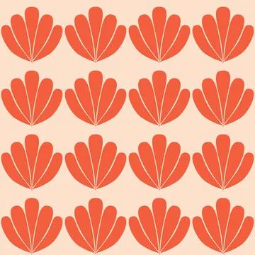 Yellow orange clam shell on dark background seamless pattern Stock Illustration