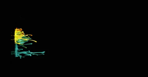 Yellow, orange &amp; cyan paint in motion in 4K Stock Footage 59921395