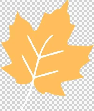 Yellow-orange flat leaf graphic is floating on transparent background, showing イラスト素材