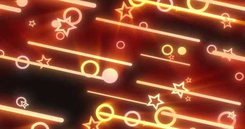 Yellow orange glowing geometric abstract background pattern of flying lines.. Stock Illustration