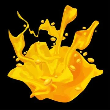 Yellow orange juice or honey blots. Sweet, smudges, splashes. Stock Illustration