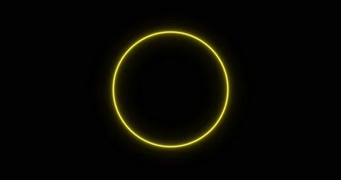 Yellow orange neon ring of lightning, energy on a black background. Abstract Stock Footage 190638361