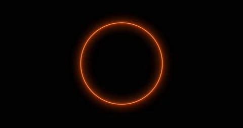 Yellow orange neon ring of lightning, energy on a black background. Abstract Stock Footage 194455087