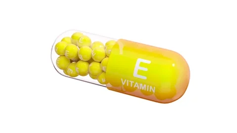 Yellow-orange pill or capsule filled with vitamin A. Seamless loop. Stock Footage 261507907