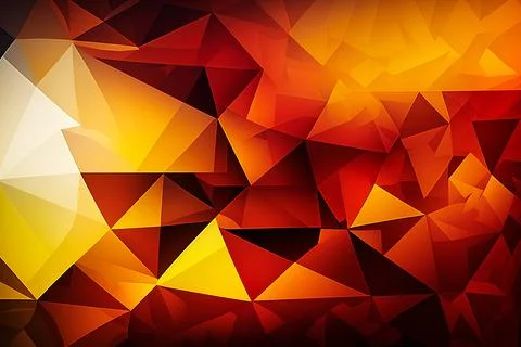 Yellow, orange, red geometric triangle abstract background illustration. Stock Illustration