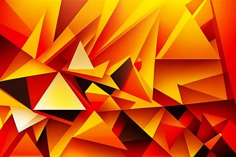 Yellow, orange, red geometric triangle abstract background illustration. Stock Illustration