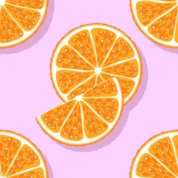 Yellow orange slices seamless pattern with shadow. Stock Illustration