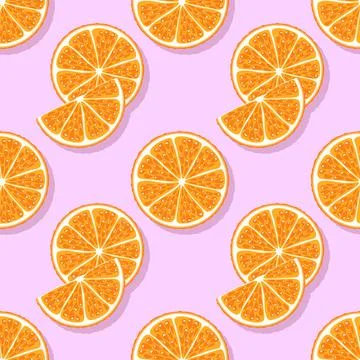 Yellow orange slices seamless pattern with shadow. Stock Illustration