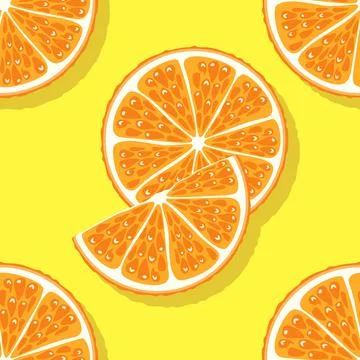 Yellow orange slices seamless pattern with shadow. Stock Illustration
