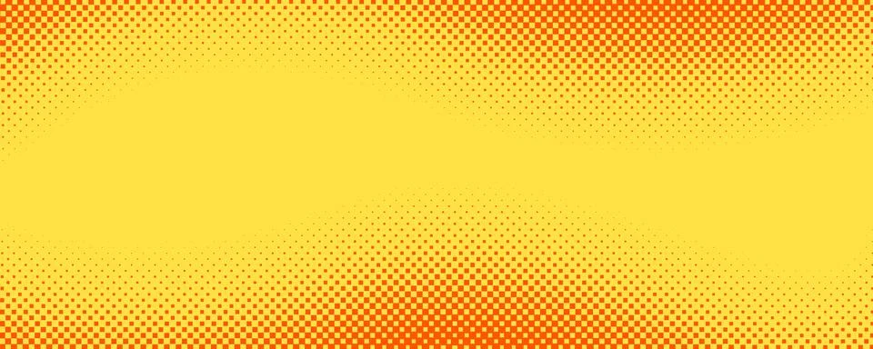 Yellow orange square halftone pattern. Retro comic gradient background. Square 스톡 일러스트