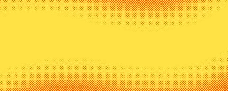 Yellow orange square halftone pattern. Retro comic gradient background. Dotted Illustrazione stock