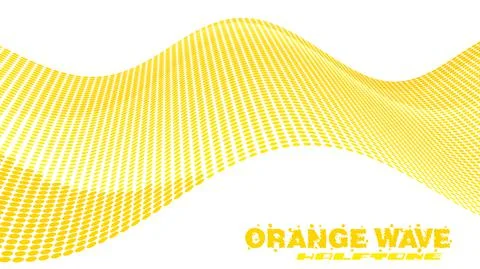Yellow orange wave with halftone effect. Vector graphics Illustrazione stock