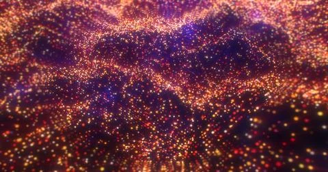 Yellow orange waves from energy particles magical glowing high tech futuris.. Illustrazione stock