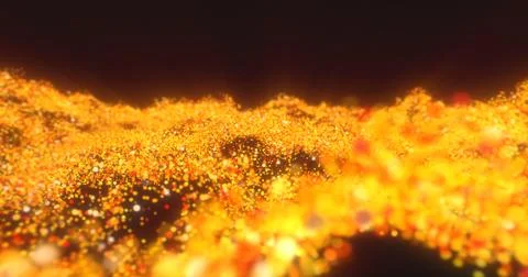 Yellow orange waves from energy particles magical glowing high tech futuris.. Stock Photos