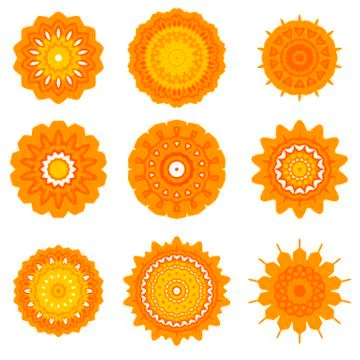Yellow Ornamental Line Pattern. Round Texture. Oriental Geometric Ornament Stock Illustration