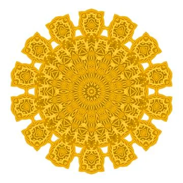 Yellow Ornamental Line Pattern Round Texture. Oriental Geometric Ornament Illustrazione stock