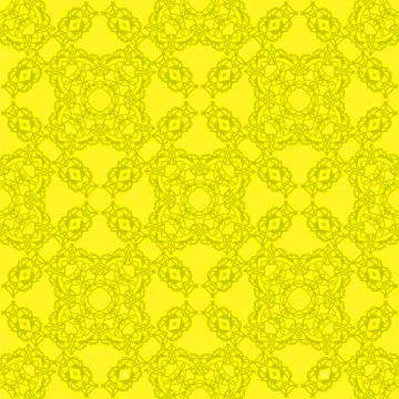 Yellow Ornamental Seamless Line Pattern. Illustrazione stock