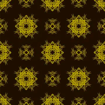 Yellow Ornamental Seamless Line Pattern 스톡 일러스트