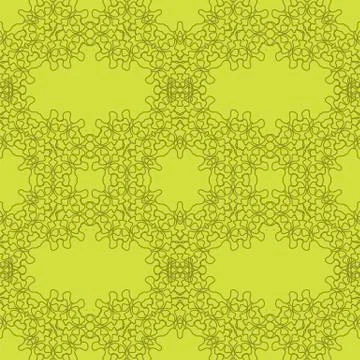 Yellow Ornamental Seamless Line Pattern Stock Illustration