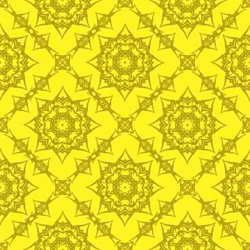 Yellow Ornamental Seamless Line Pattern Illustrazione stock