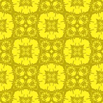 Yellow Ornamental Seamless Line Pattern Illustrazione stock