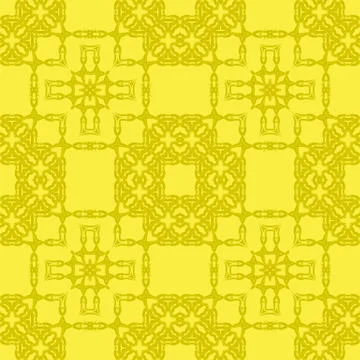 Yellow Ornamental Seamless Line Pattern 스톡 일러스트