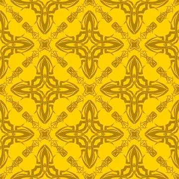 Yellow Ornamental Seamless Line Pattern Stockillustratie