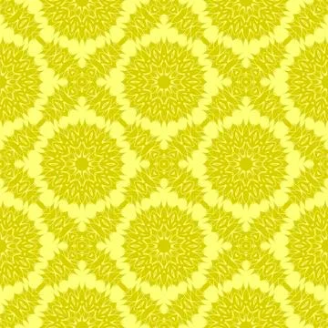 Yellow Ornamental Seamless Line Pattern 스톡 일러스트